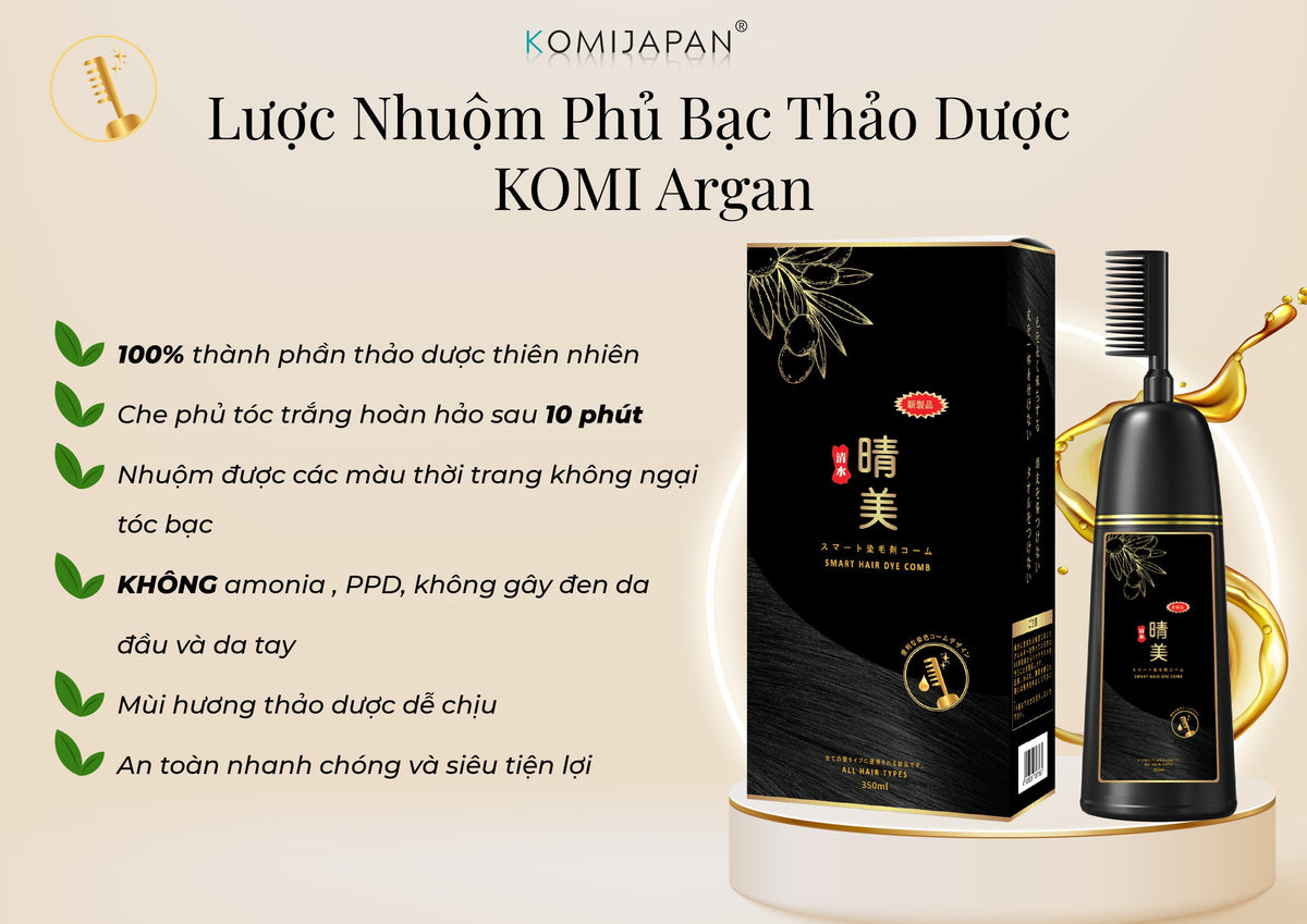 Komi Japan Hair Color Shampoo Covering Gray Hair Comb 350ml Asian
