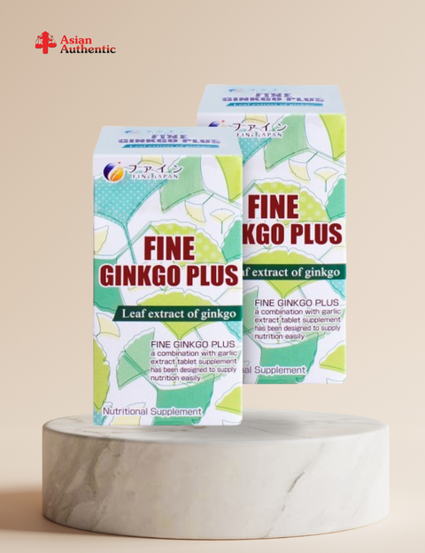 Fine Ginkgo Plus Combo of 2 boxes of brain supplements made in Japan with ingredients made from natural extracts, safe for health.