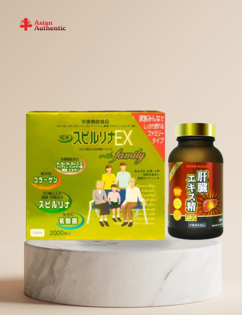 Nichiei Bussan Liver Extract Sperm EX and Spirulina EX liver detoxifying health care duo