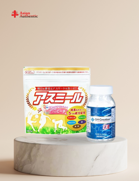 The duo to help increase baby's height GH Creation pills and Asumiru milk 180g (Peach flavor)