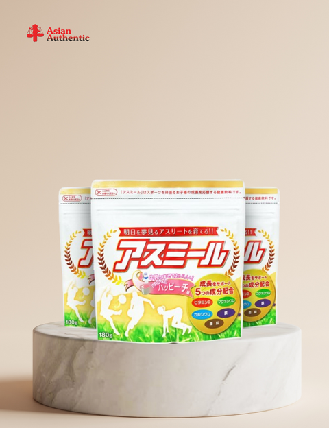 Combo of 3 packs of height increasing milk for children Asumiru Ichiban Boshi 180g (Peach flavor)