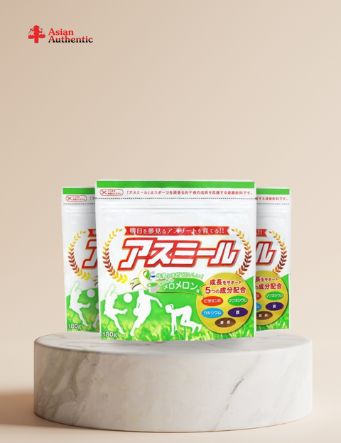 Combo of 3 packs of height increasing milk for children Asumiru Ichiban Boshi 180g (Cantaloupe flavor)