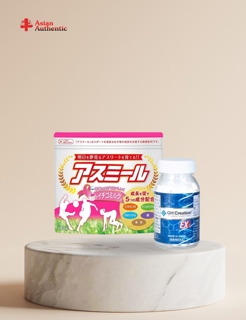 The duo to help increase baby's height GH Creation pills and Asumiru milk 180g (Strawberry flavor)