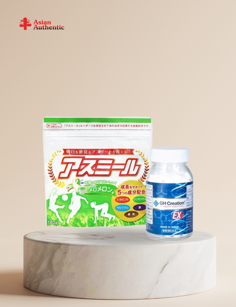 The duo to support increasing height for babies is GH Creation pills and Asumiru milk 180g (Cantaloupe flavor)