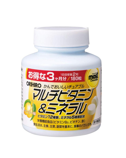 Orihiro Most Chewable Vitamin and Mineral Supplement 180 Tablets (Mango Flavor)