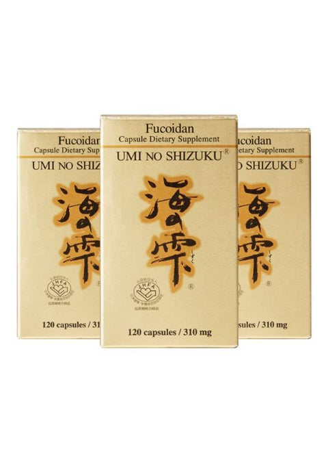 3 Bottles of Umi No Shizuku Fucoidan Capsule Pure Seaweed Extract Enhanced with Agaricus Mushroom Optimized Immune Support Health Supplement
